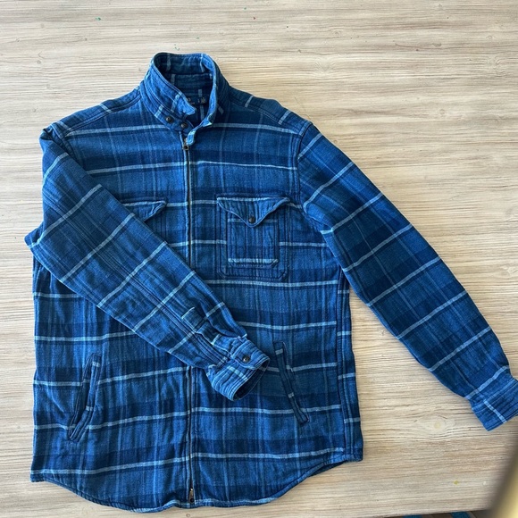 Polo by Ralph Lauren // Indigo Talon Zip Men’s Flannel Cotton Jacket Size L - Picture 2 of 13